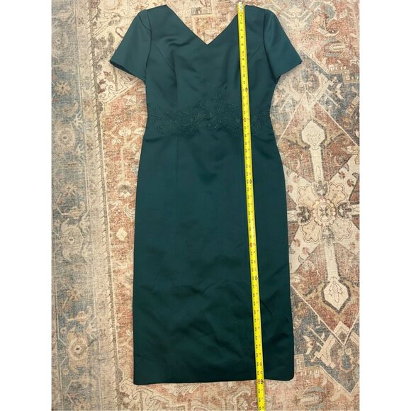 Maggy London Emerald Green Midi Satin Jeweled Detailing Dress, Size 10 - Picture 9 of 13